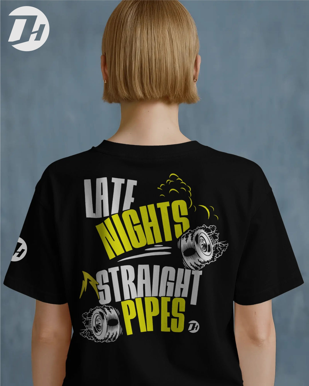 Diesel Heads - Late Nights, Straight Pipes Unisex Oversized Tshirt